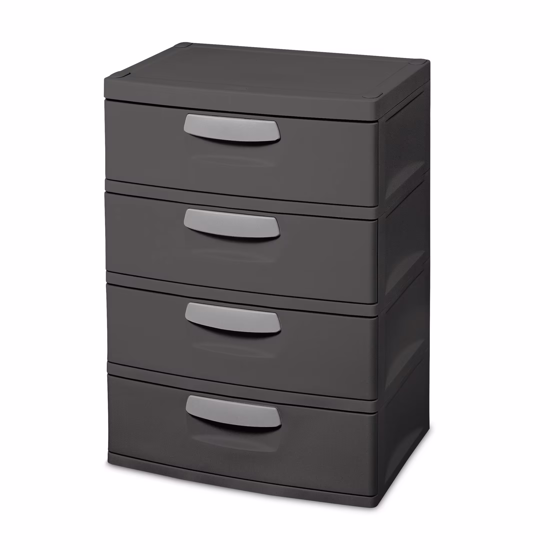 Sterilite 4 Drawer Unit, Durable Plastic Storage Solution for Garages and Basements, Dark Gray