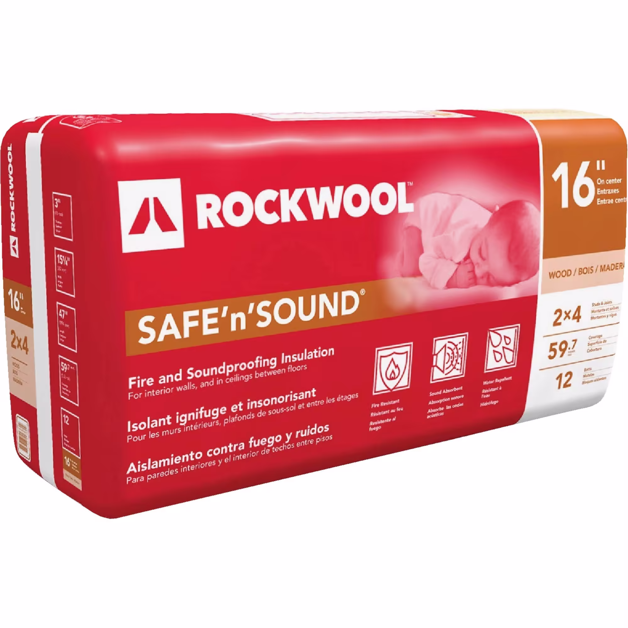 Rockwool Safe'n'Sound Stone Wool Insulation 47 in. x 15-1/4 in.