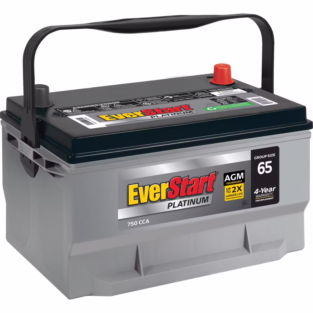Everstart Platinum AGM Automotive Battery, Group Size 65 12 Volt, 750 CCA