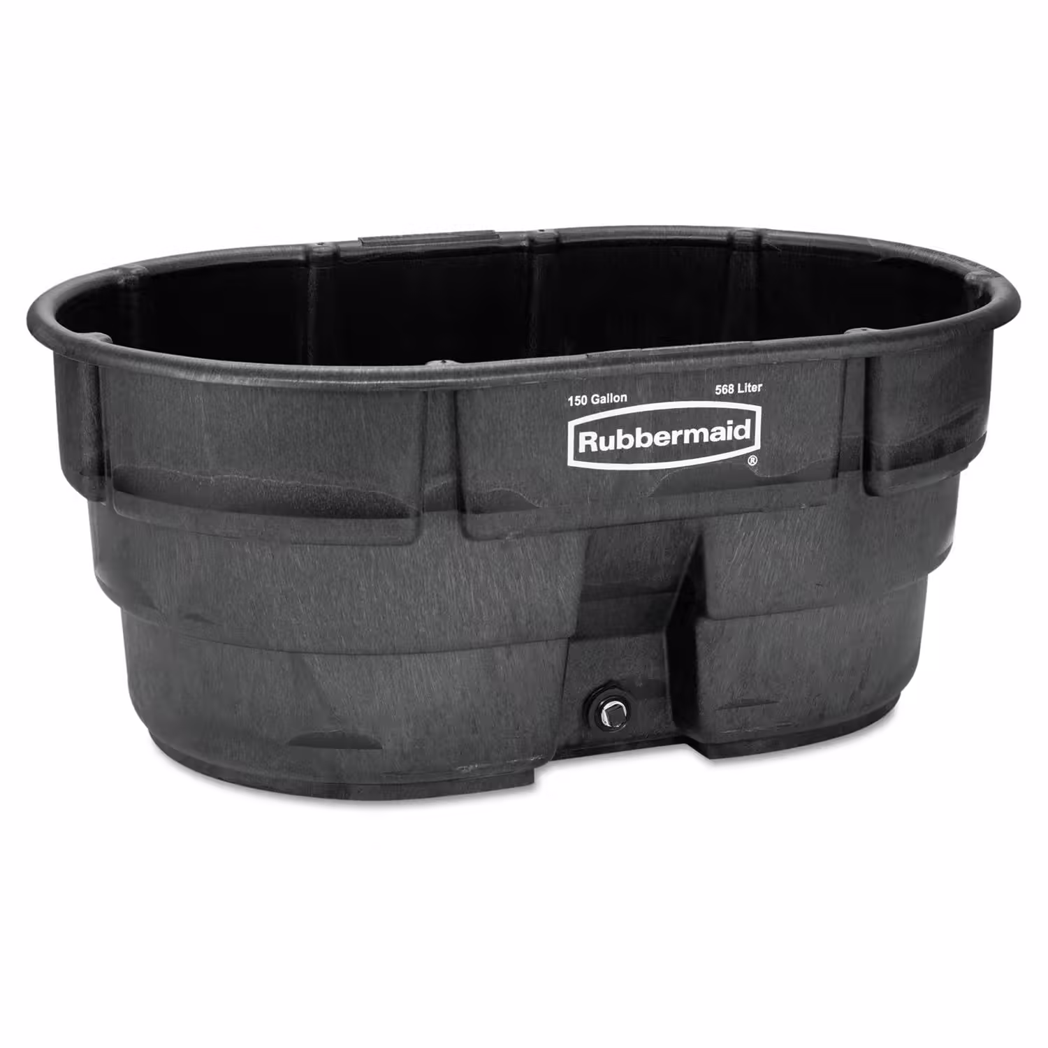 Rubbermaid FG424500BLA Stock Tank. 150 Gal Capacity. Plastic. Black - MadeInUSA