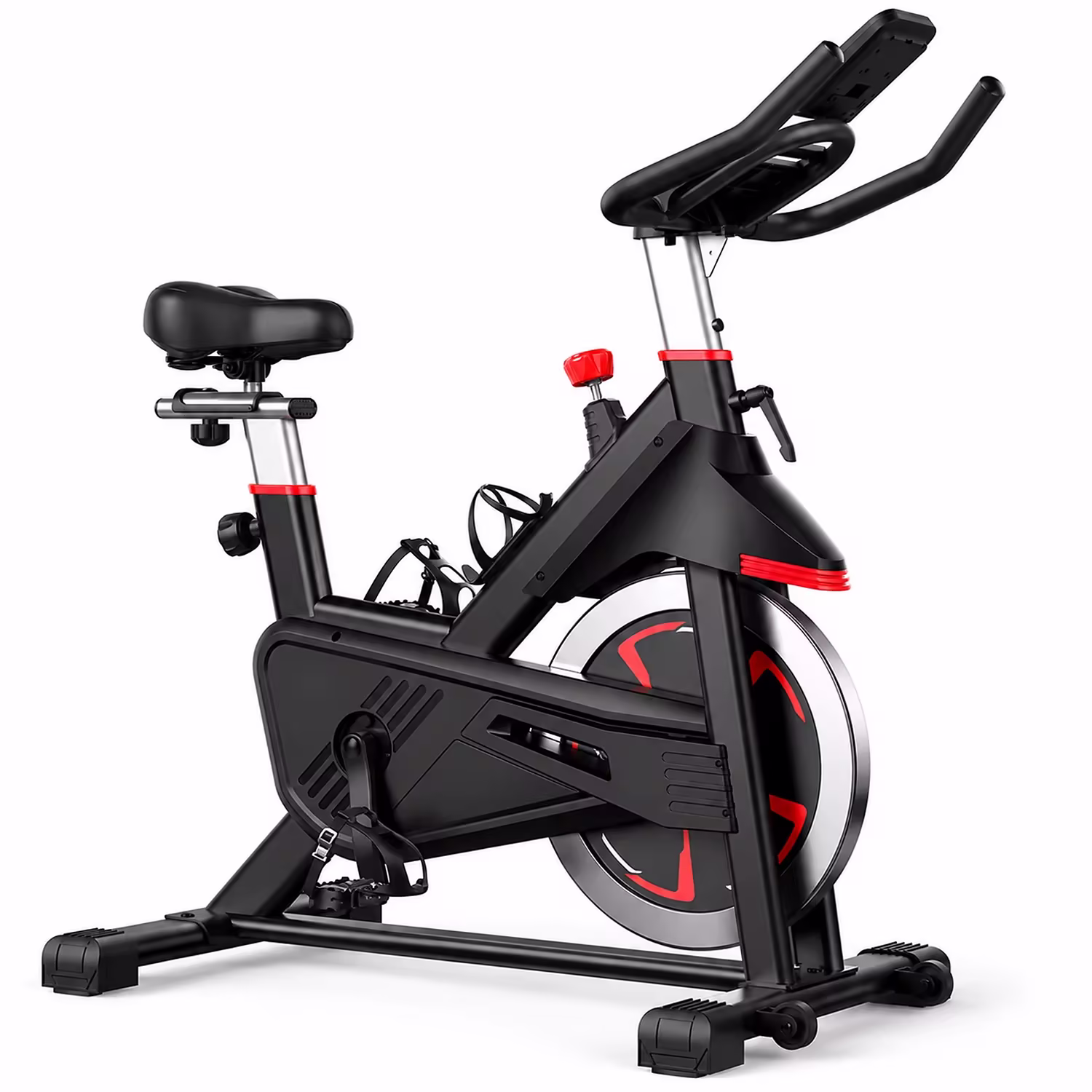 Indoor Magnetic Exercise Bike with App Connectivity, Adjustable Seat and 300 lb Capacity, Black