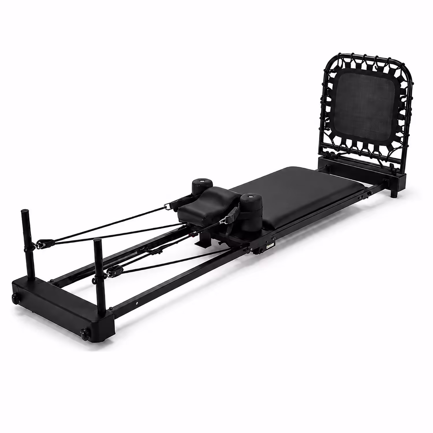 Folding Pilates Reformer Exercise Machine Black Steel Home Workout Equipment 86 x 21 x 26 in