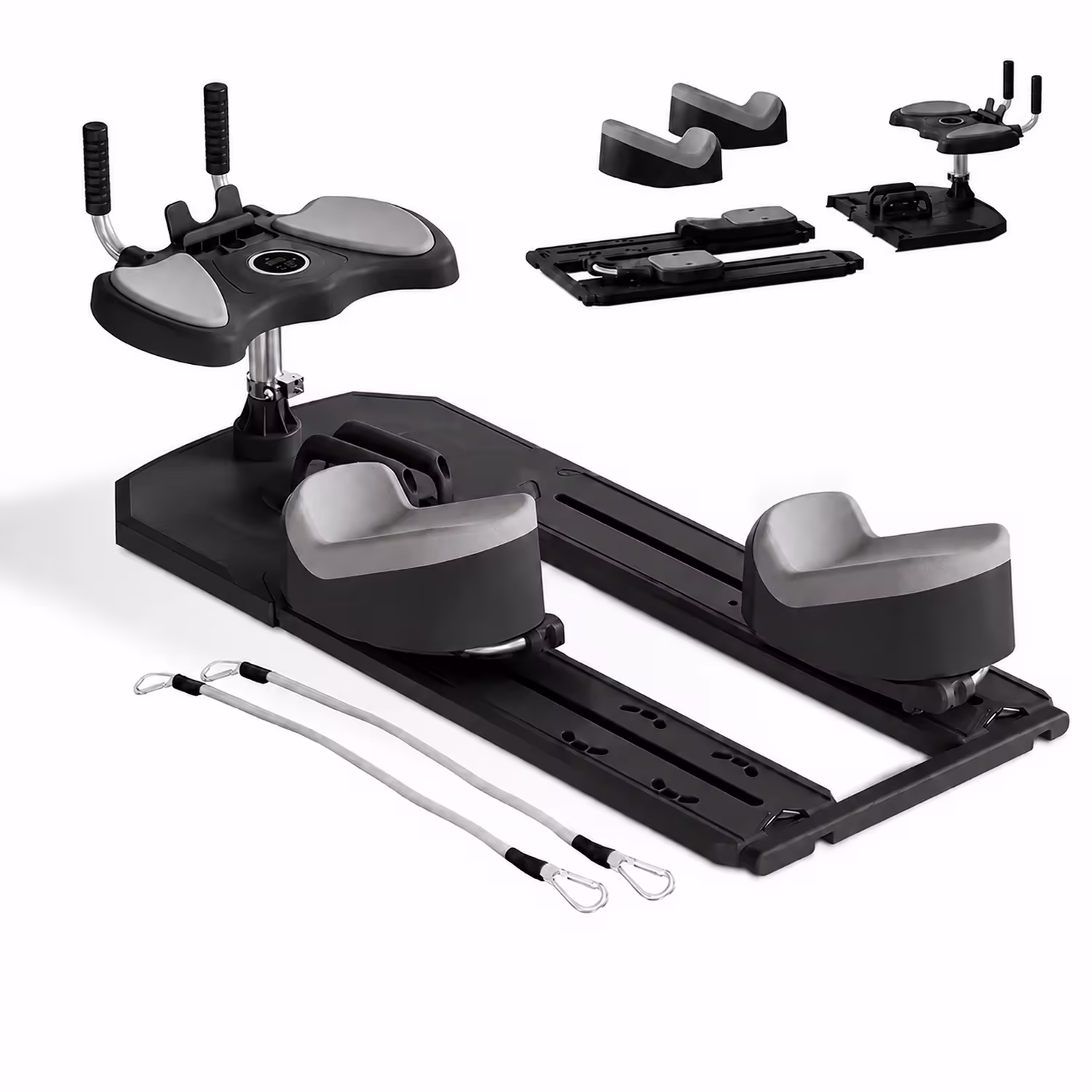 Foldable Pilates Reformer Home Gym with 360° Glide, Resistance Bands, LCD Timer and Phone Holder, 330 lb Capacity, Black