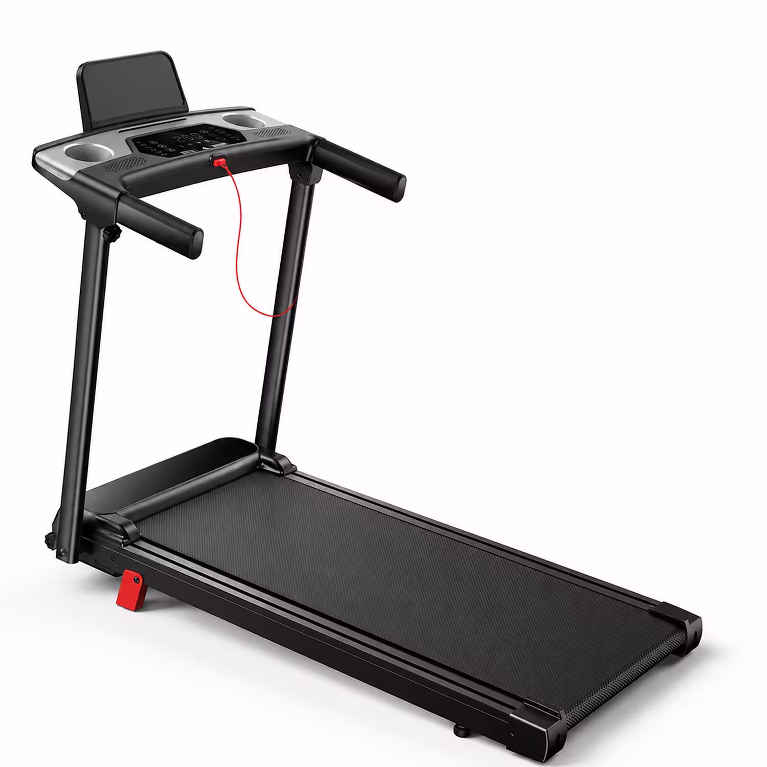 Foldable Electric Treadmill with 10% Manual Incline, 3 HP Motor and LED Display, Black
