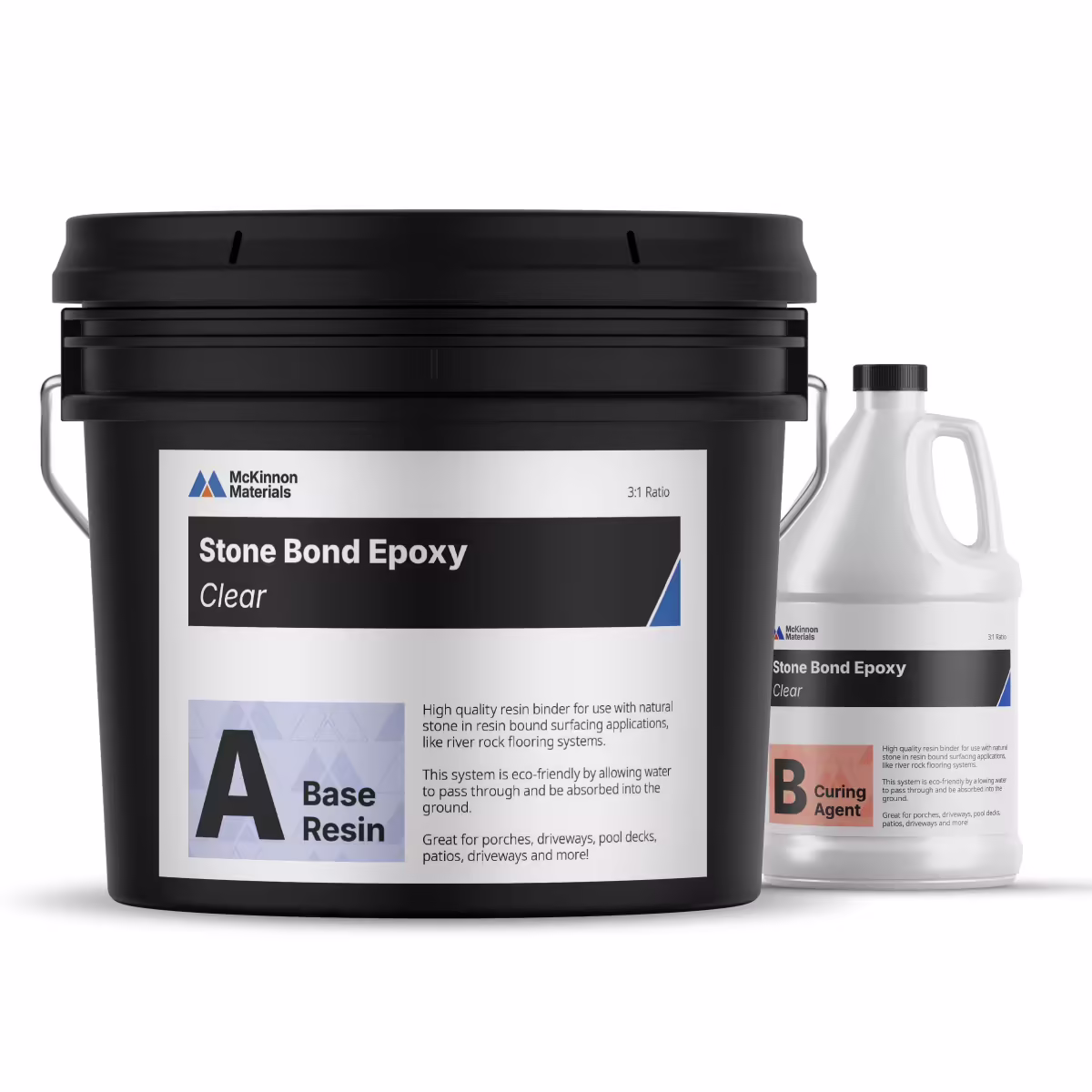 Mckinnon Stone Bond Epoxy, 4 Gallon Kit, Resin Bound Surfacing Epoxy for Gravel & Pebble Stone, Easily Transform Your