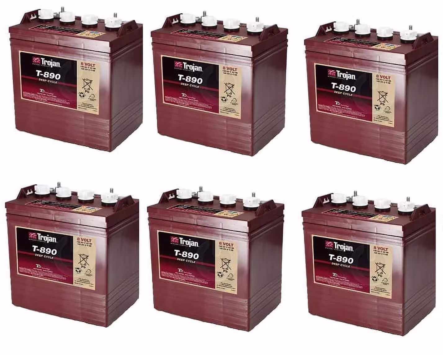 Trojan T - 890 Deep Cycle 8V Battery X6