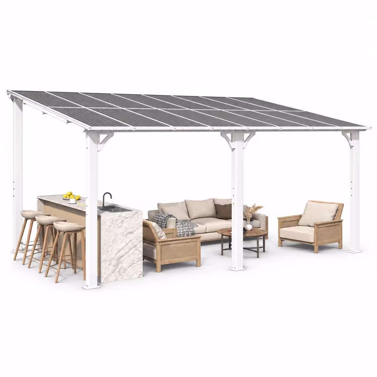 AECOJOY 10' x 16' Hardtop Gazebo Outdoor Aluminum Pergola for Garden, Patio, Backyard-White