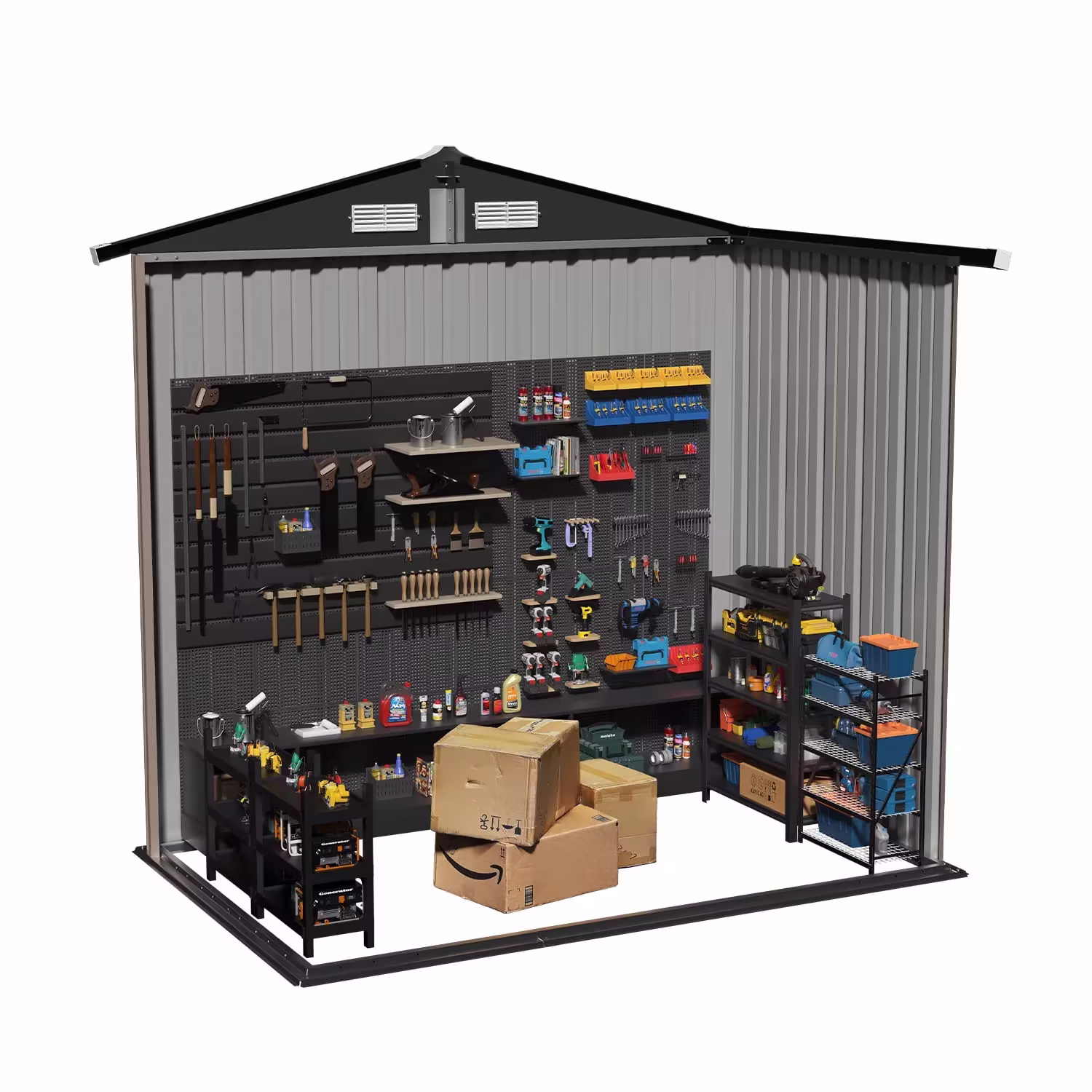 Clouddwell 6 ft. x 4 ft. Outdoor Storage Shed, Metal Garden Shed with Lockable Doors & Sloped Roof for Backyard, Patio, Poolside