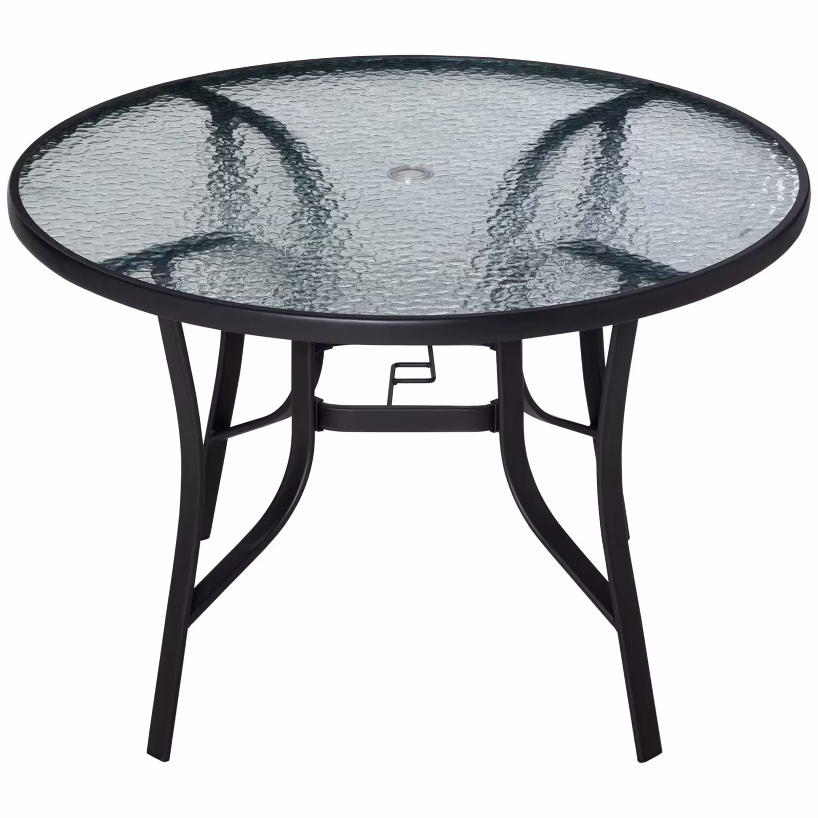 Outsunny 42-inch Round Steel Outdoor Dining Table with Umbrella Hole, Steel