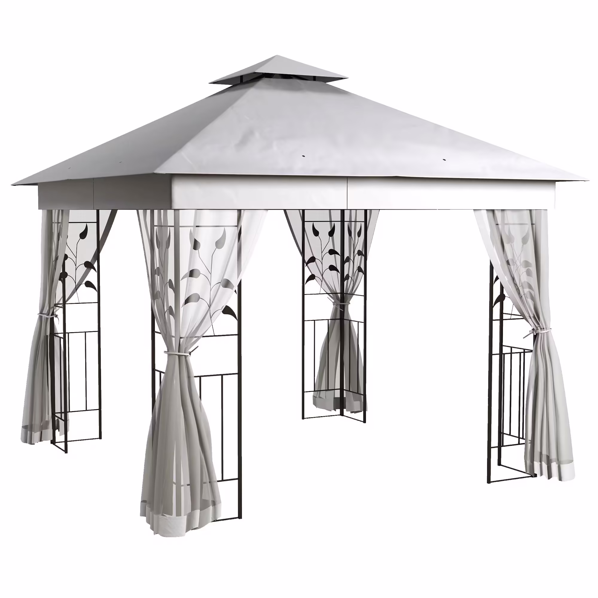 Outsunny 10' x 10' Patio Gazebo, Outdoor Gazebo Canopy, Light Grey