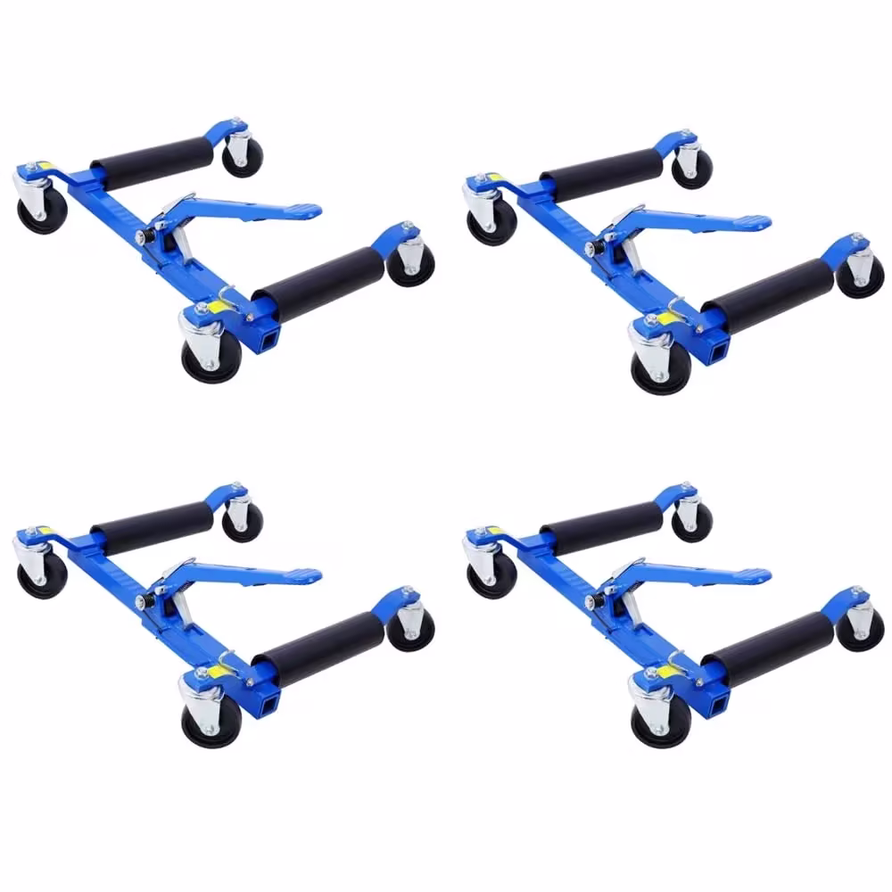 Hydraulic Wheel Dollies, Set of 4, 6000 lb Capacity, Foot Pedal Car Skates for Tire Repair and Vehicle Positioning