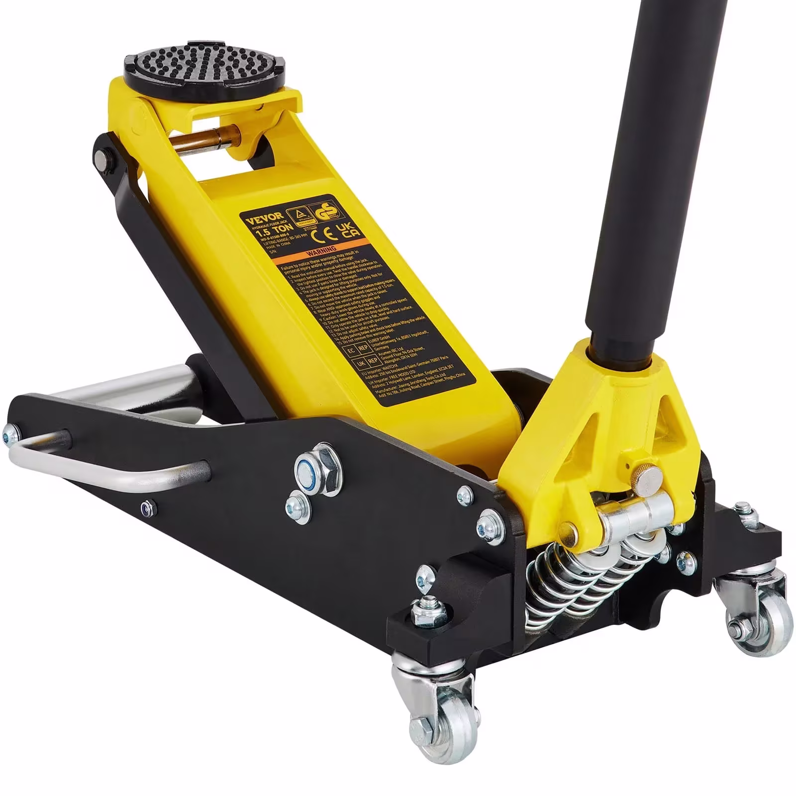 VEVOR 1.5-Ton Low-Profile Aluminum and Steel Floor Jack, Dual-Piston Quick Lift, 3-3/20 to 14-10/27 Inch Lift Range