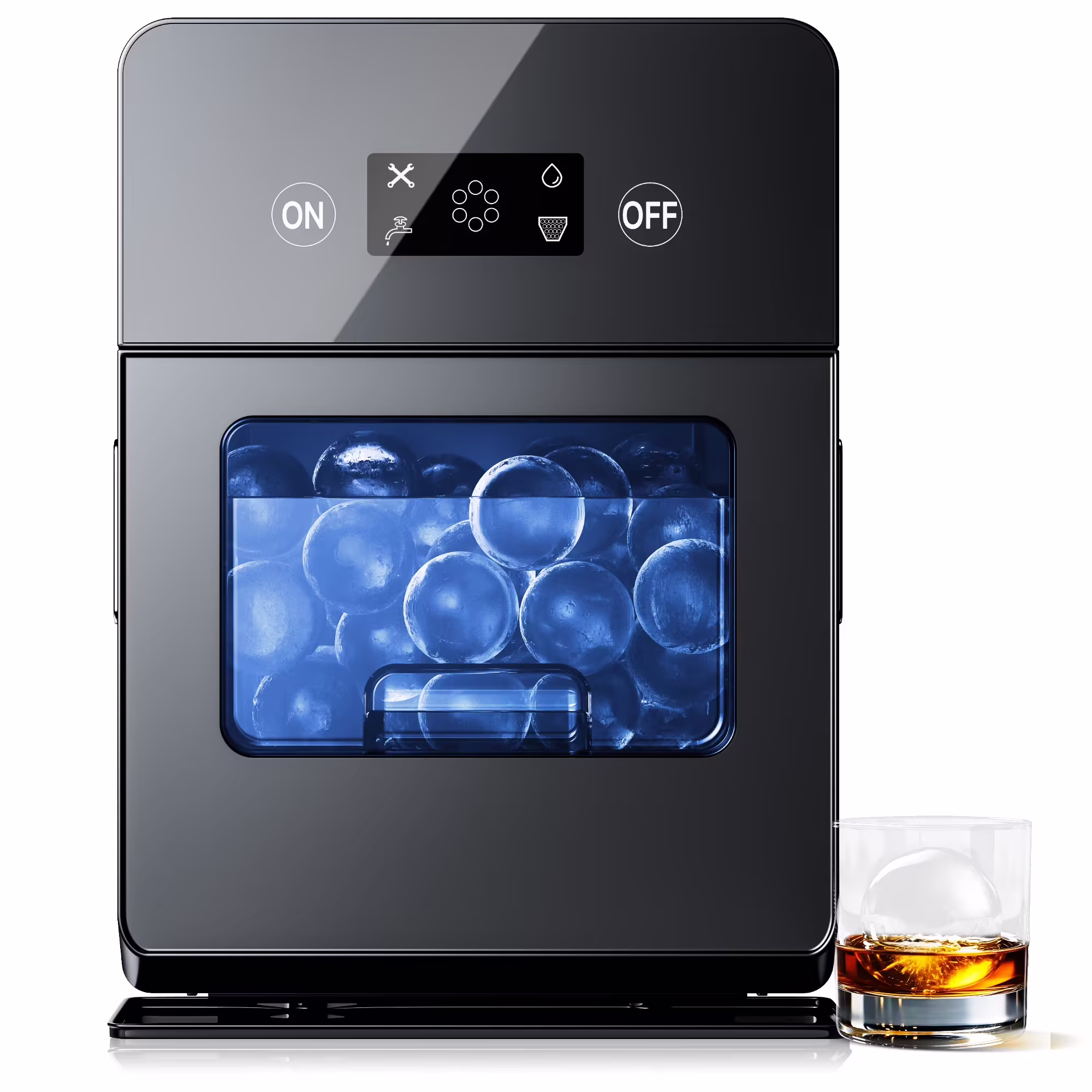 Simzlife Sphere Ice Maker, 10 Pcs/Hour, 150 Pcs/Day, Clear Ice Ball Maker with Enhanced Insulation, with LCD Touch