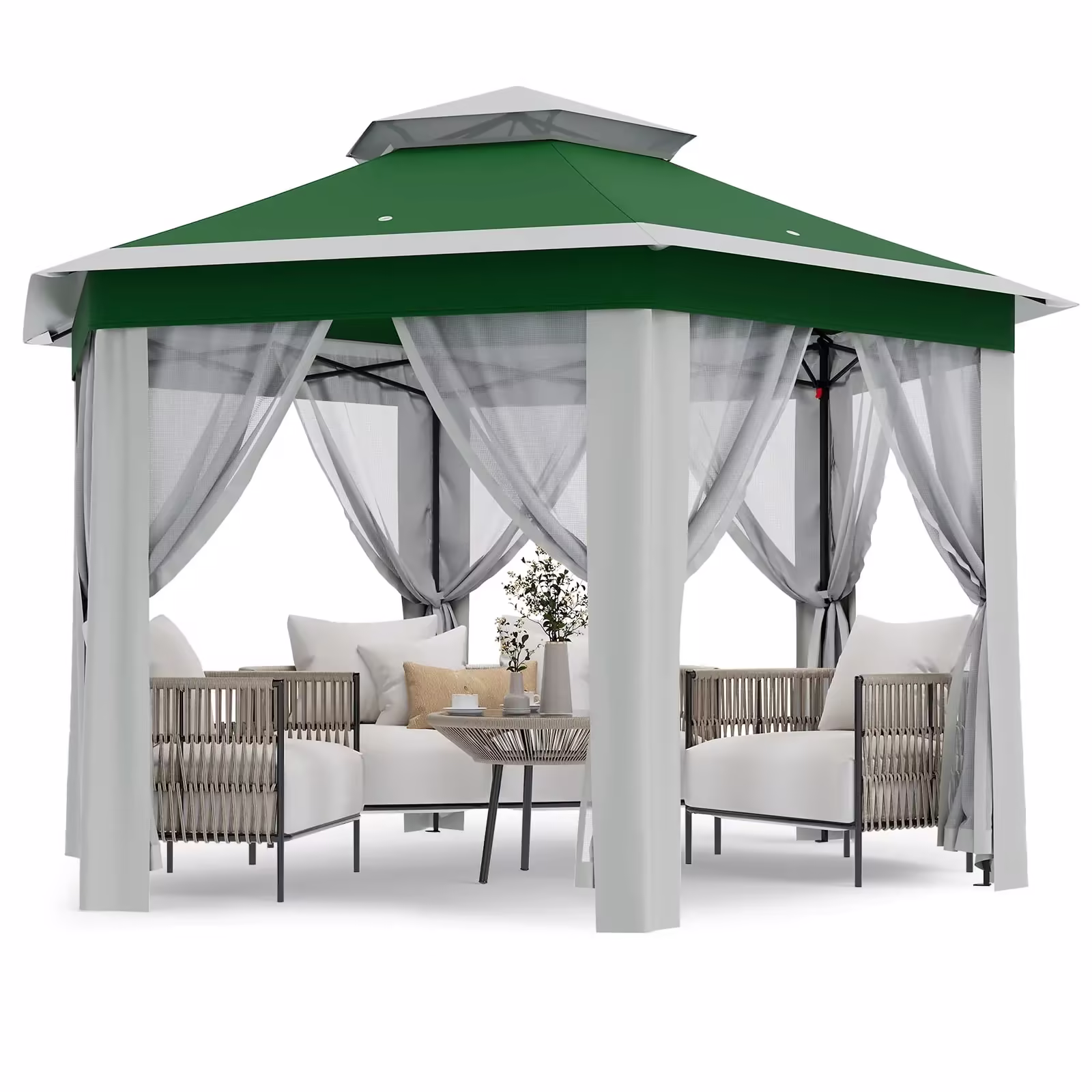 GOGRANT 13x13 Pop Up Gazebo with Mosquito Netting, Outdoor Canopy Tent with Vented Roof & Wheeled Bag for Patio Backyard Camping