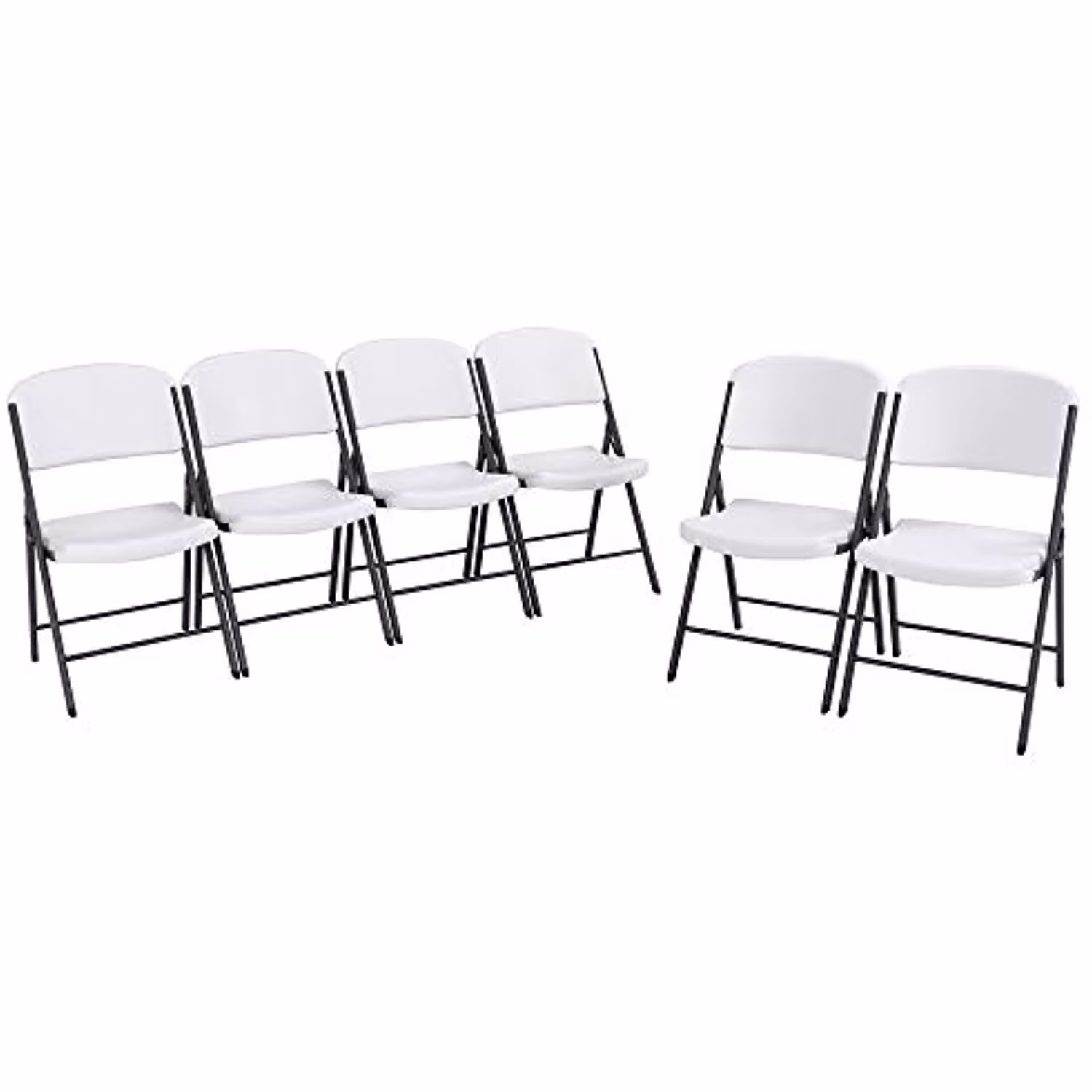 Lifetime Commercial Grade Folding Chairs, 6 Pack, Adult Sized, White Granite (80747)