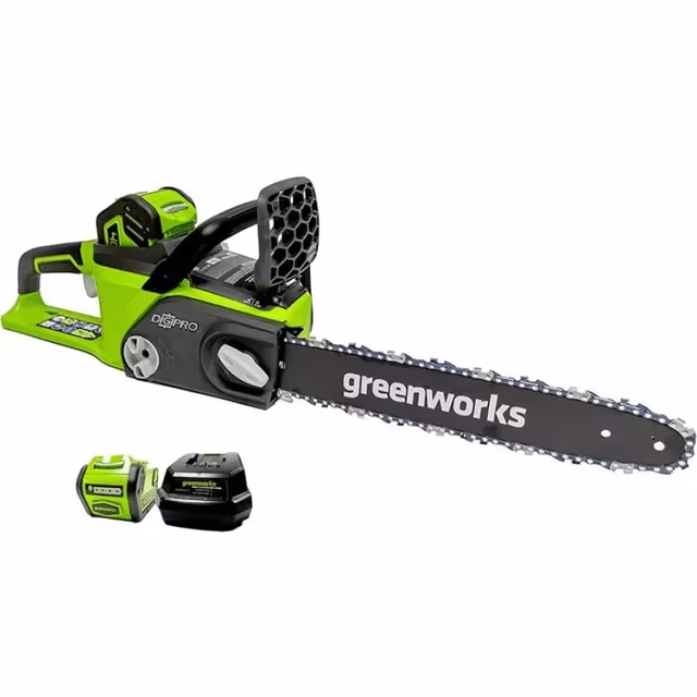 Greenworks 40V 14" Cordless Brushless Electric Chainsaw, 2.0 Ah Battery and Charger Included [75+ Compatible Tools]