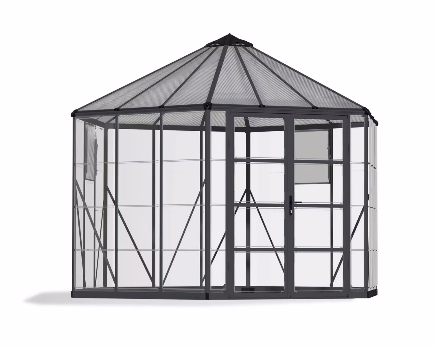 CANOPIA by PALRAM Oasis 12 ft. Greenhouse Kit - Grey Structure & Hybrid Panels (94.2 sq. ft.)