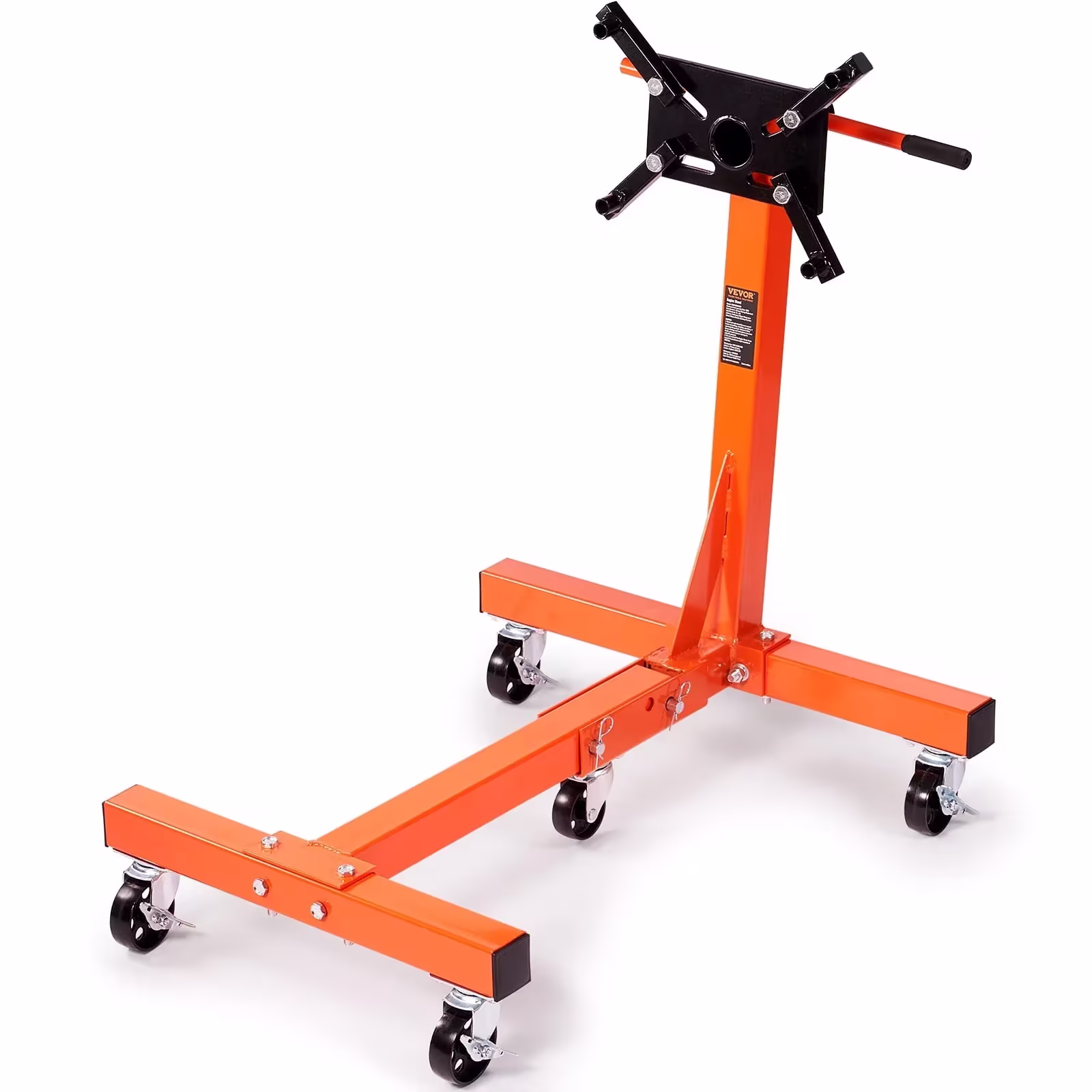 VEVOR 1500 lb Folding Engine Stand, 360-Degree Adjustable Head, Steel Frame, 5 Casters and 4 Adjustable Arms