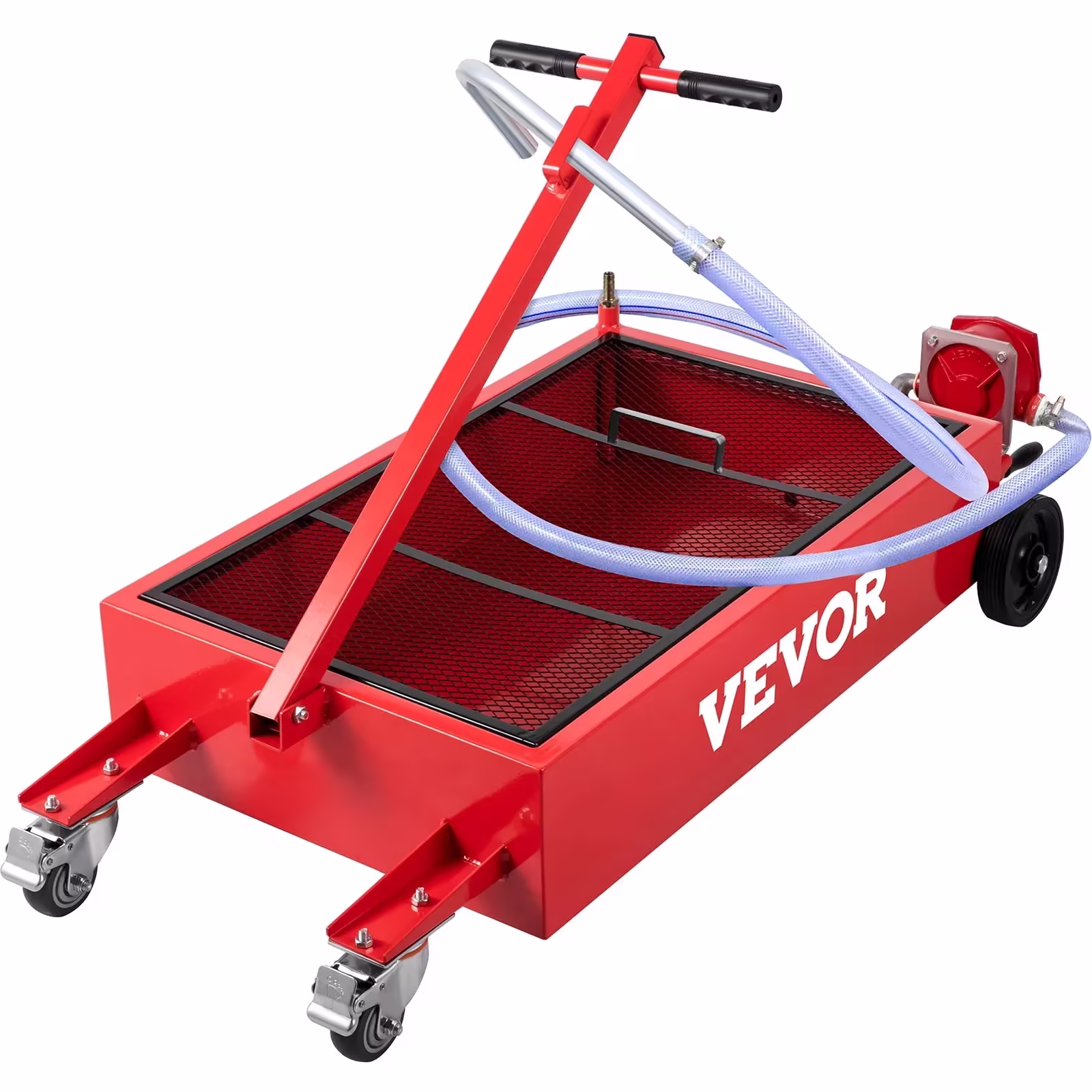 VEVOR 20-Gallon/76L Low-Profile Oil Drain Pan, Pump, Hose, Folding Handle and Swivel Casters for Cars and Trucks