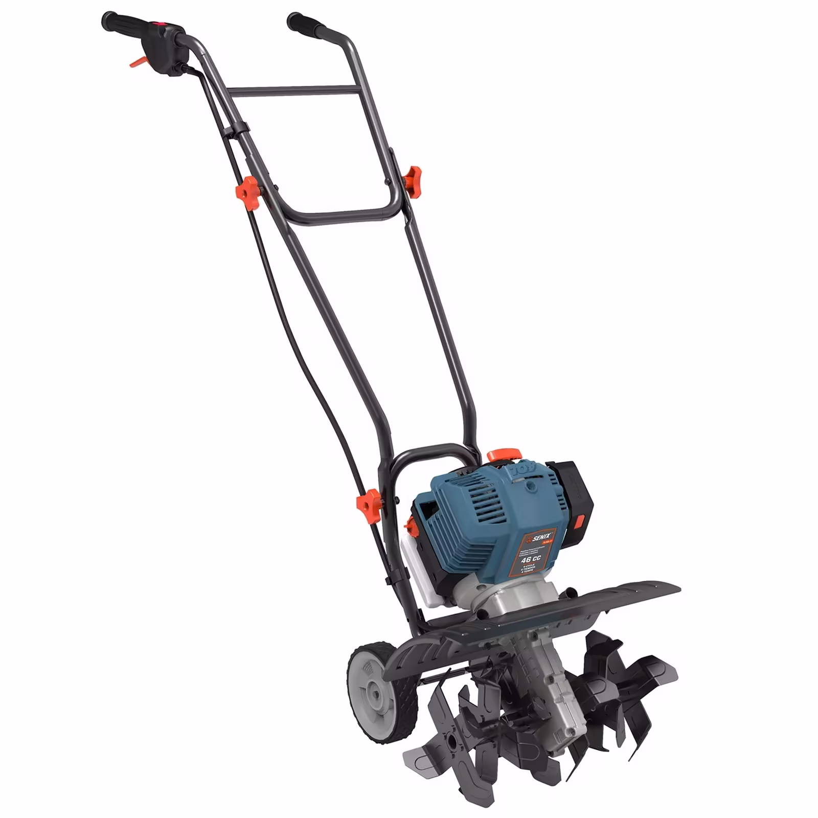 SENIX TL4QL-L1 10" 43cc 4-Cycle Gas Powered Front-Tine Walk Behind Tiller, 6 Forward Rotating Tines
