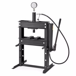 Heavy-Duty H-Frame Hydraulic Shop Press with Adjustable Pressure Gauge and 2 Press Plates for Garage Repairs