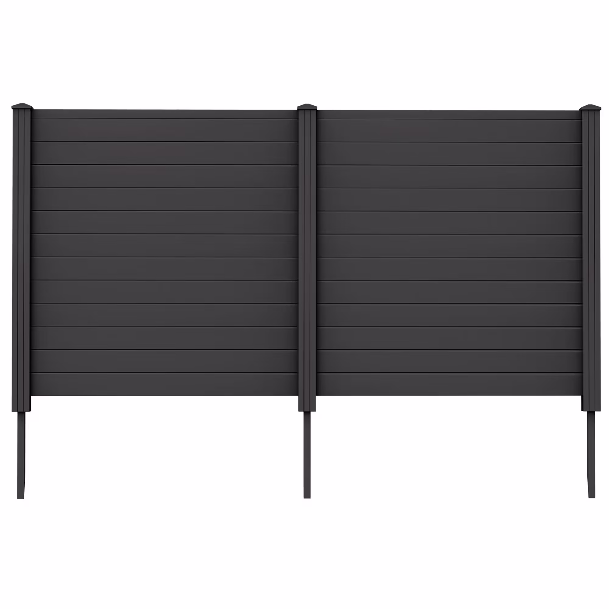 Gymax Outdoor PVC Privacy Panels 2 - Pack Picket Fence W/ 3 Cuspidal Foot Stakes Black