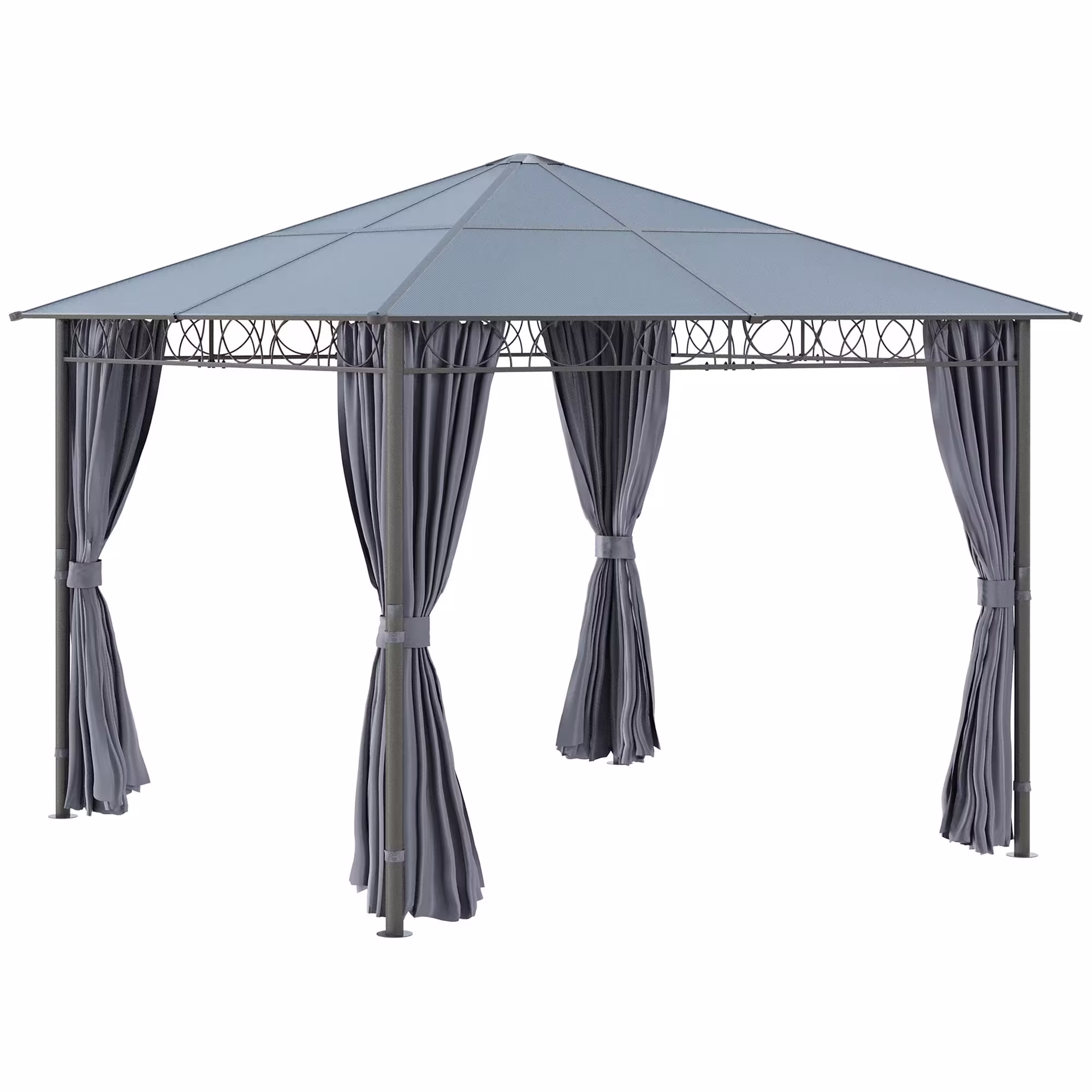 Outsunny 10' x 10' Hardtop Gazebo Canopy, Outdoor Patio Gazebo, Dark Grey