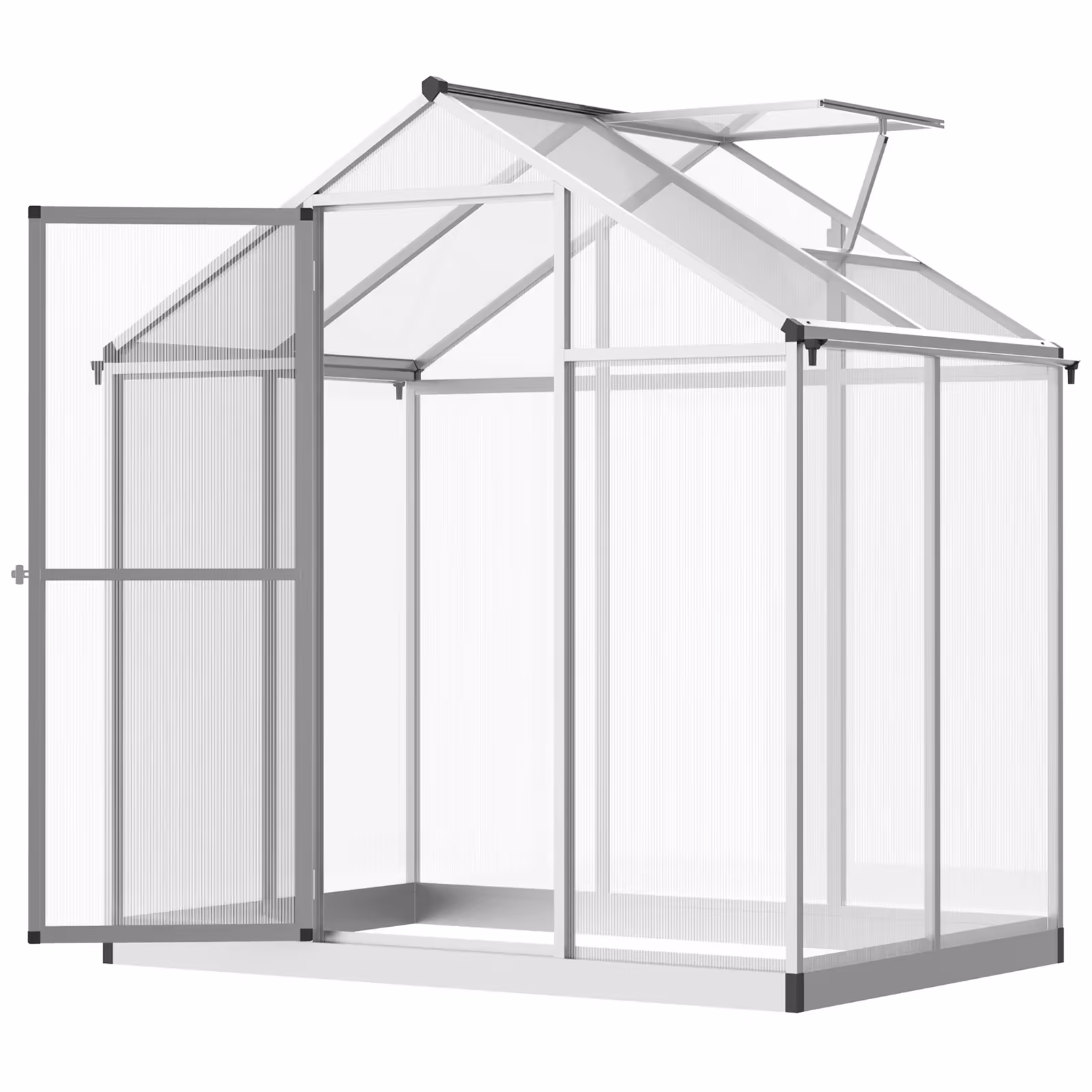 CoSoTower 4' x 6.2' x 6.4' Walk-in Garden Greenhouse, Polycarbonate Panels Plants Flower Growth Shed, Cold Aluminum Frame Outdoor Portable Warm House