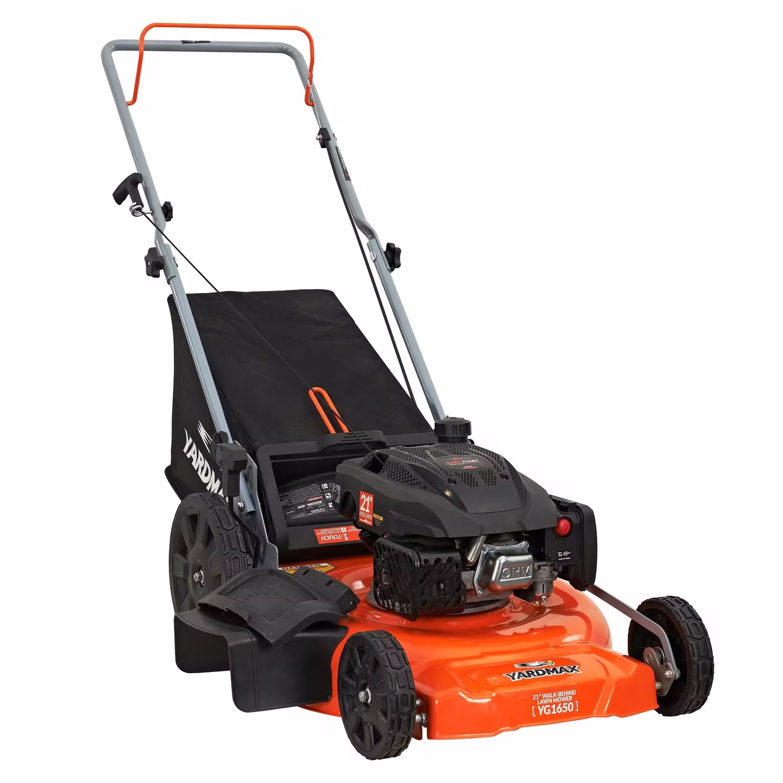 Yardmax YG1650 21" 170cc Gas Powered Push Walk-Behind Lawn Mower, 3-in-1, High Rear Wheels