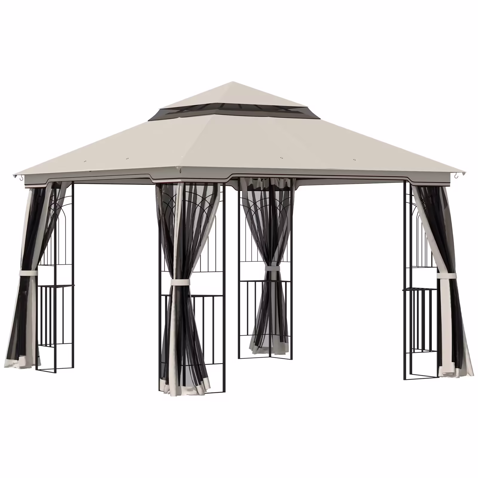 Outsunny 10'x10' Soft-top Patio Gazebo Deck Canopy, Beige