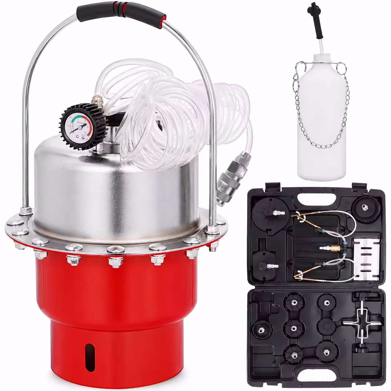 Pneumatic Air Pressure Brake Bleeder Kit Car Brake Fluid Oil Change Tool With 5L Tank For Bleeding Brake&Clutch System ,Wear Resistant