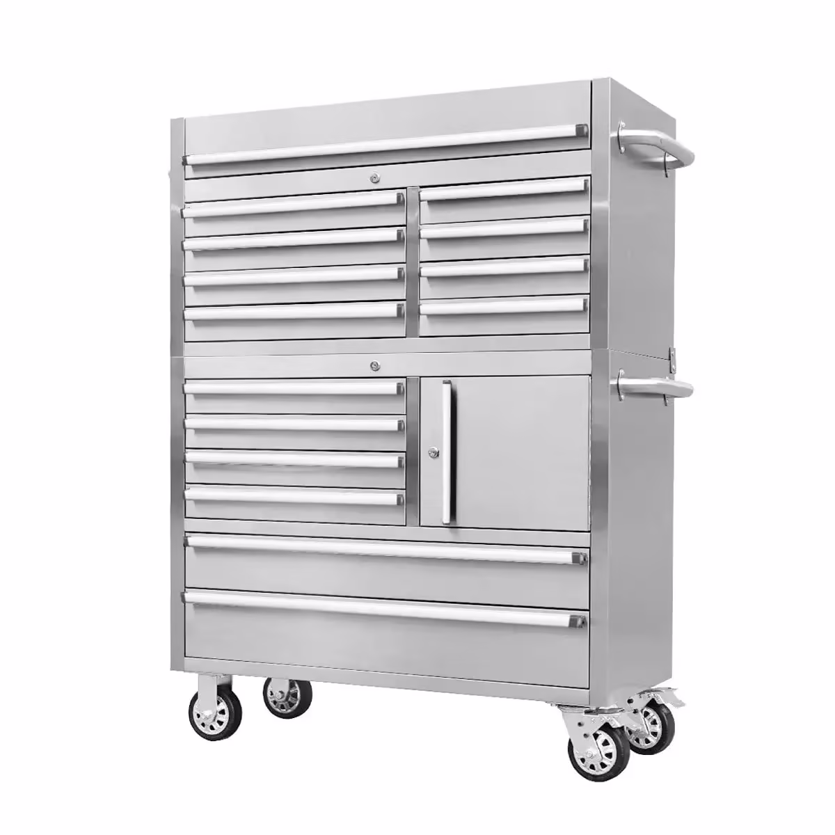 TMG Heavy Series™ 41” Stainless Steel Tool Chest Cabinet – 14 Drawers, Top Lid & Casters, TMG-SC4114
