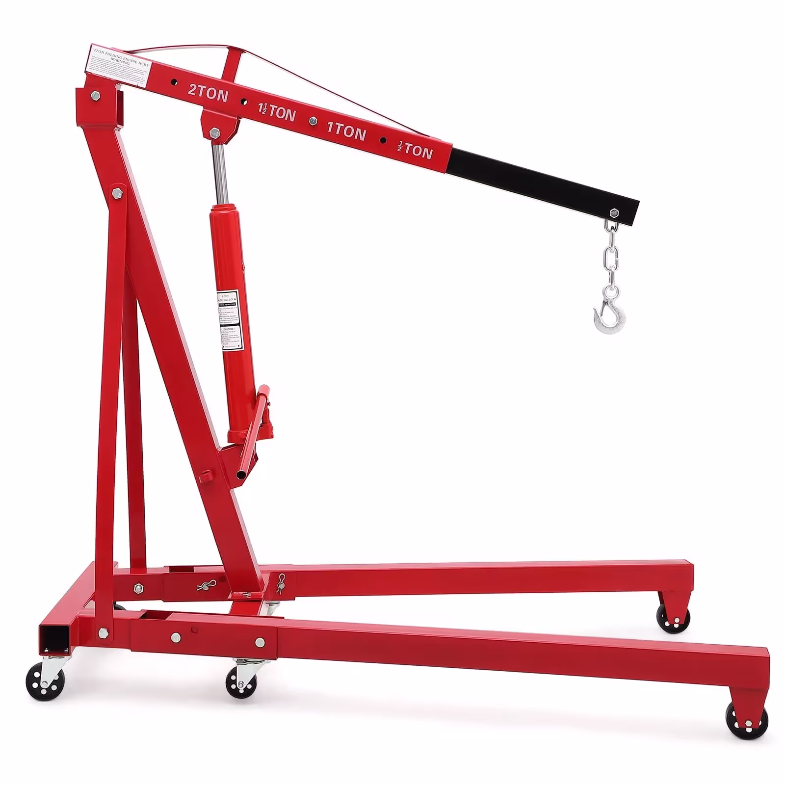 AKDSteel 2-Ton/4400 lb Folding Engine Hoist, Cherry Picker with 4 Adjustable Positions and Wheels