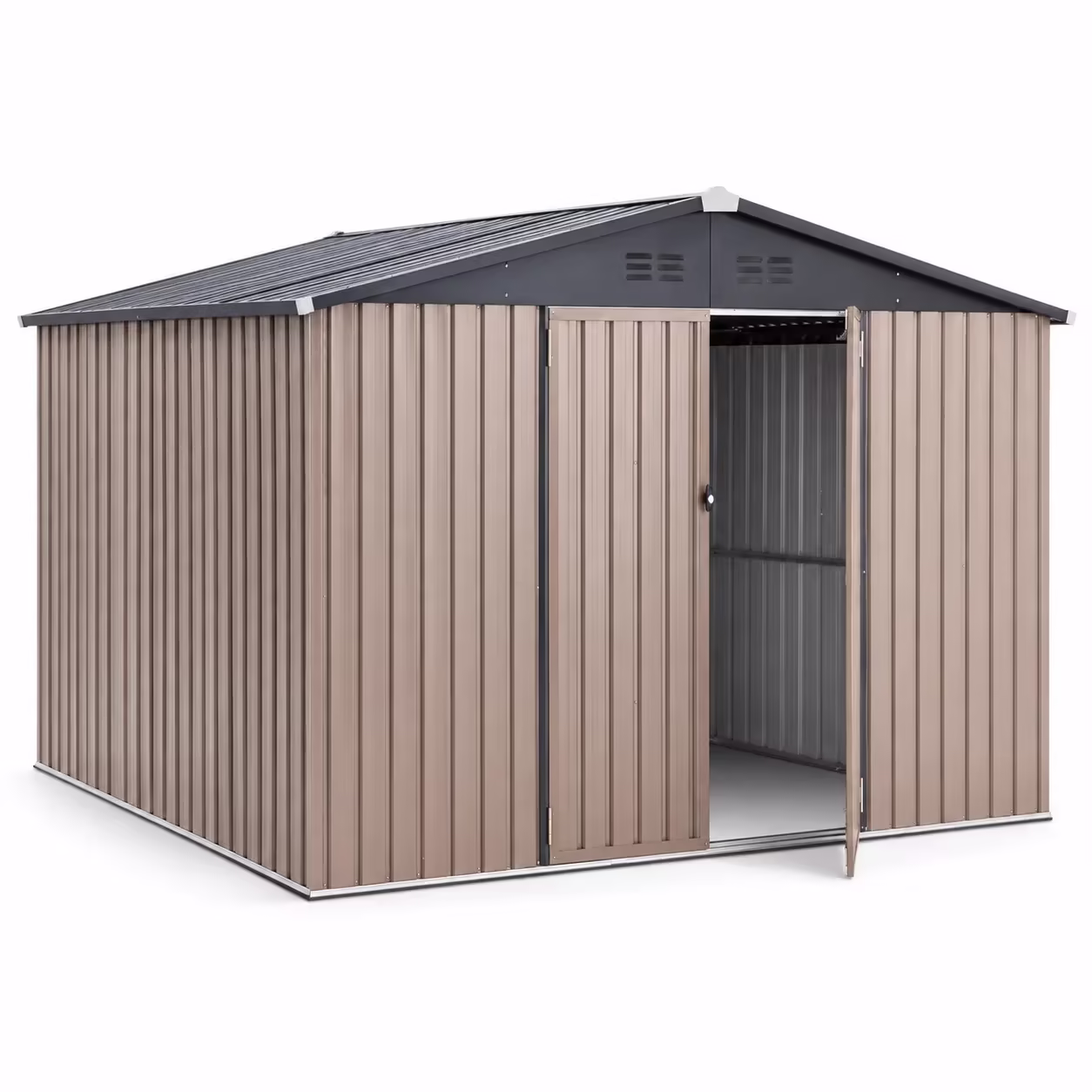 AECOJOY 10 x 8 FT Outdoor Storage Shed with Lockable Door, Metal Cabinet for Patio Garden Backyard in Gray