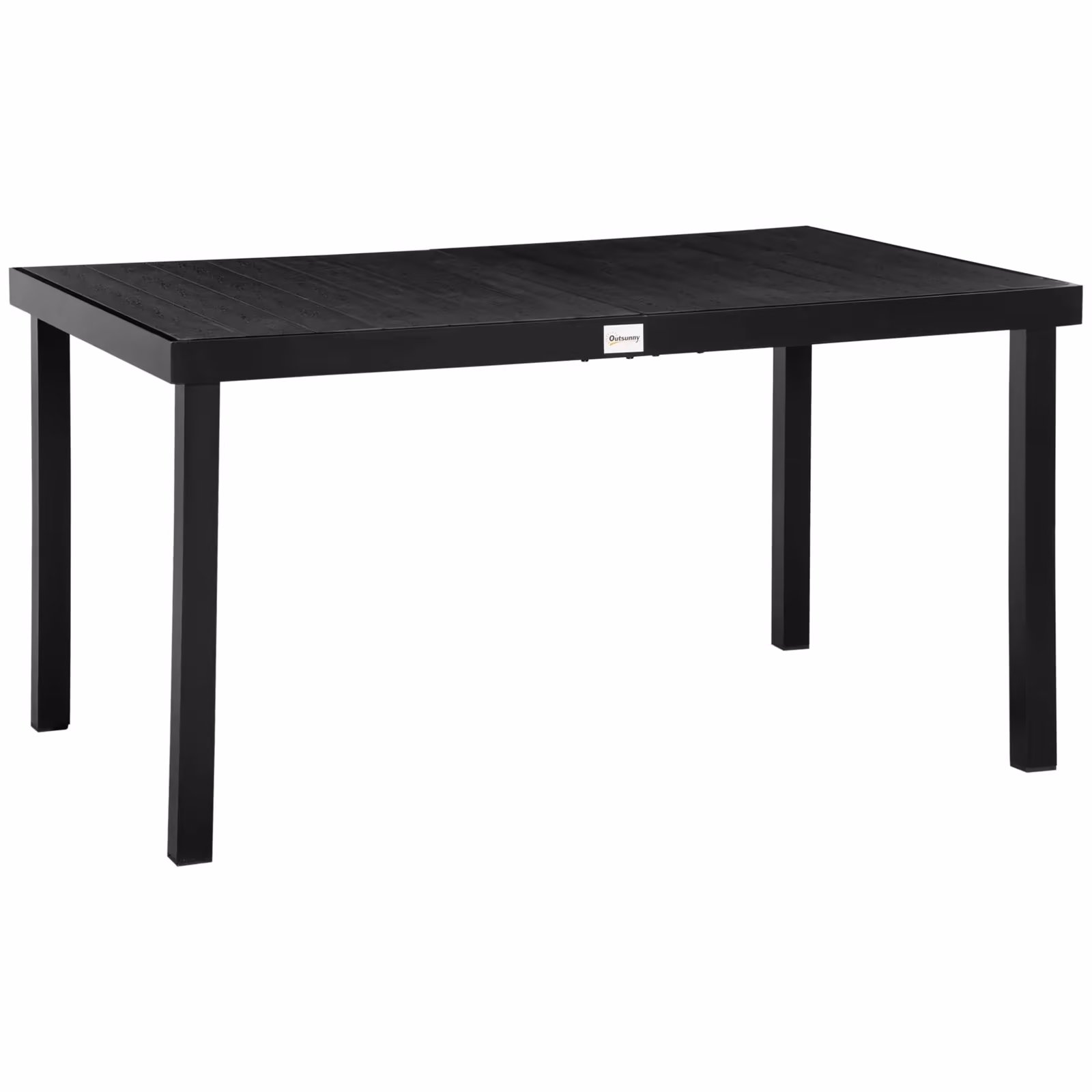 Outsunny Patio Dining Table, Rectangular Aluminum Outdoor Table, Black