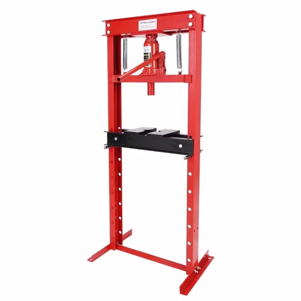 H-Frame Pneumatic Hydraulic Shop Press, Heavy-Duty Benchtop Press with Adjustable Worktable and Stamping Plates