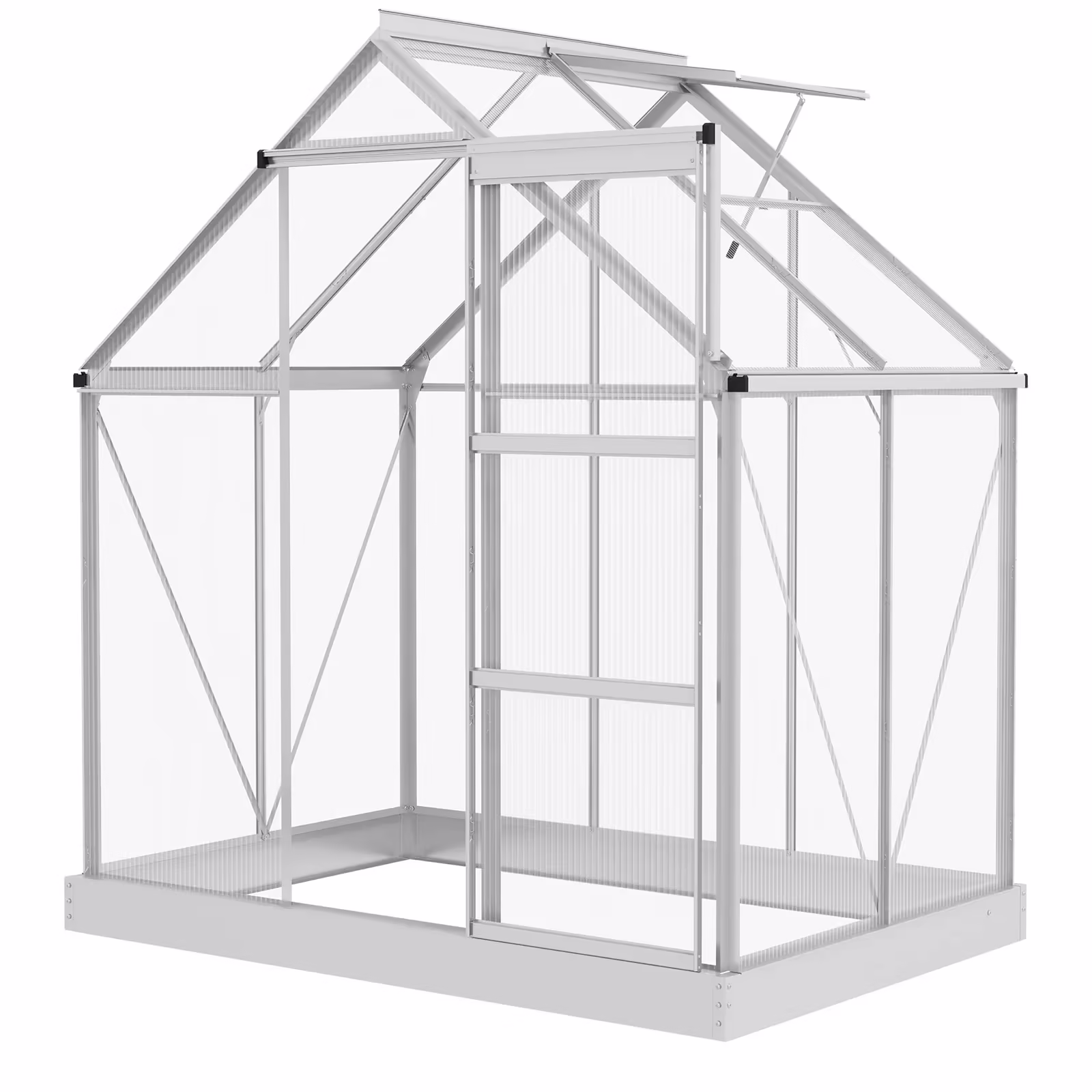Outsunny 6' x 4' Walk-In Polycarbonate Greenhouse with Foundation Window