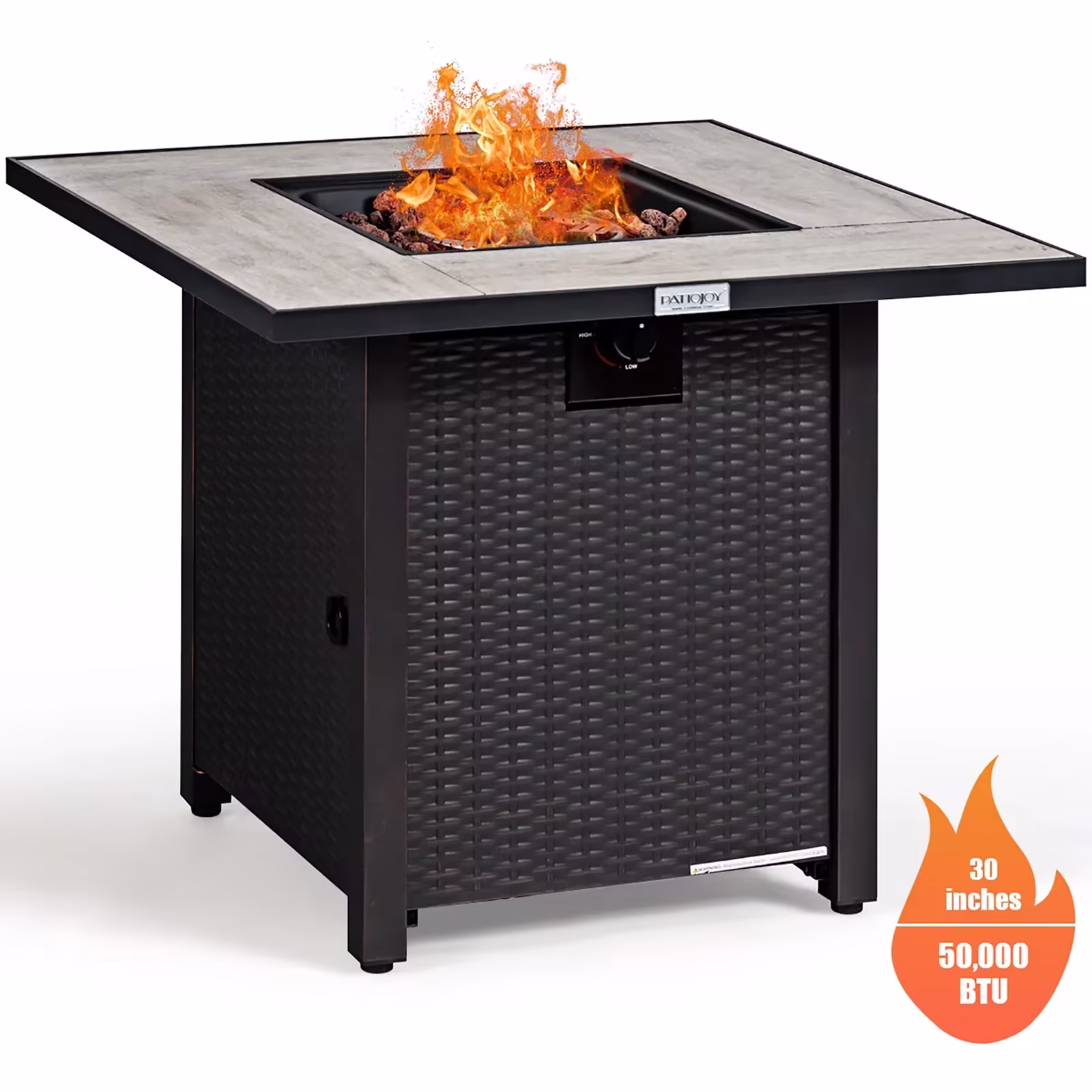 Costway 30" Square Propane Gas Fire Pit Table Ceramic Tabletop 50,000 BTU W/ Cover