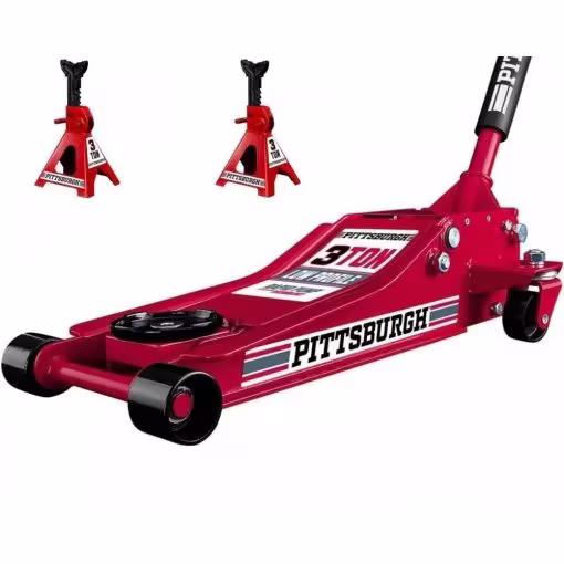 Three-ton Steel Hydraulic Car Jack Lift with Low Profile Floor Jack and Jack Stands Set