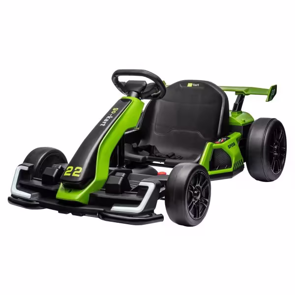 24V Electric Go Kart, with 300W Strong Motor, Drift/Sport Mode, Big Battery, Eva Tire,Length Adjustmen for Outdoor Racing Toy-Green