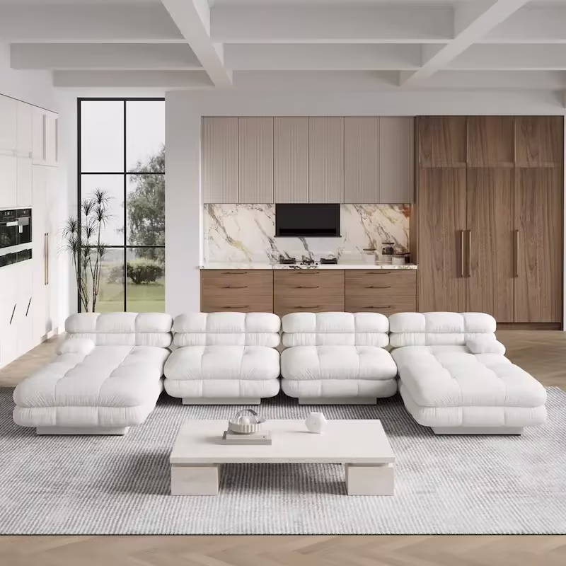 146-Inch U-Shaped Luxury Modular Sectional Sofa - Modern 6-Seat Couch with Chaise Ottomans for Your Living Room