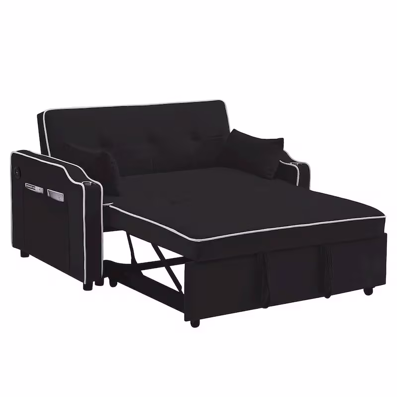 3-in-1 Modern Velvet Sleeper Sofa Bed: Convertible Loveseat with Pull-Out Bed