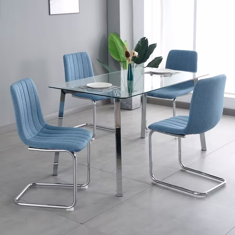 4-Piece Modern Dining Chair Set with Metal Legs