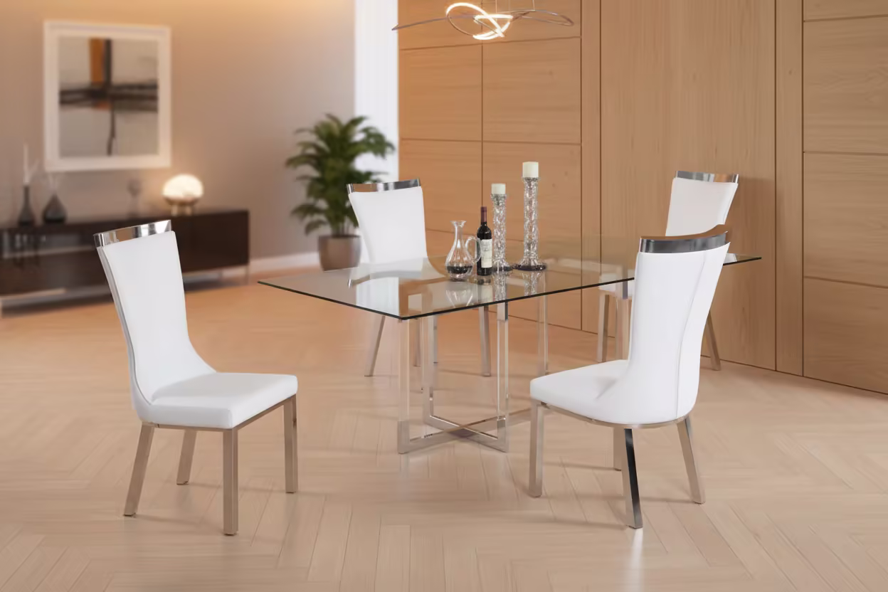 5-Piece Dining Set with Glass and Acrylic Design