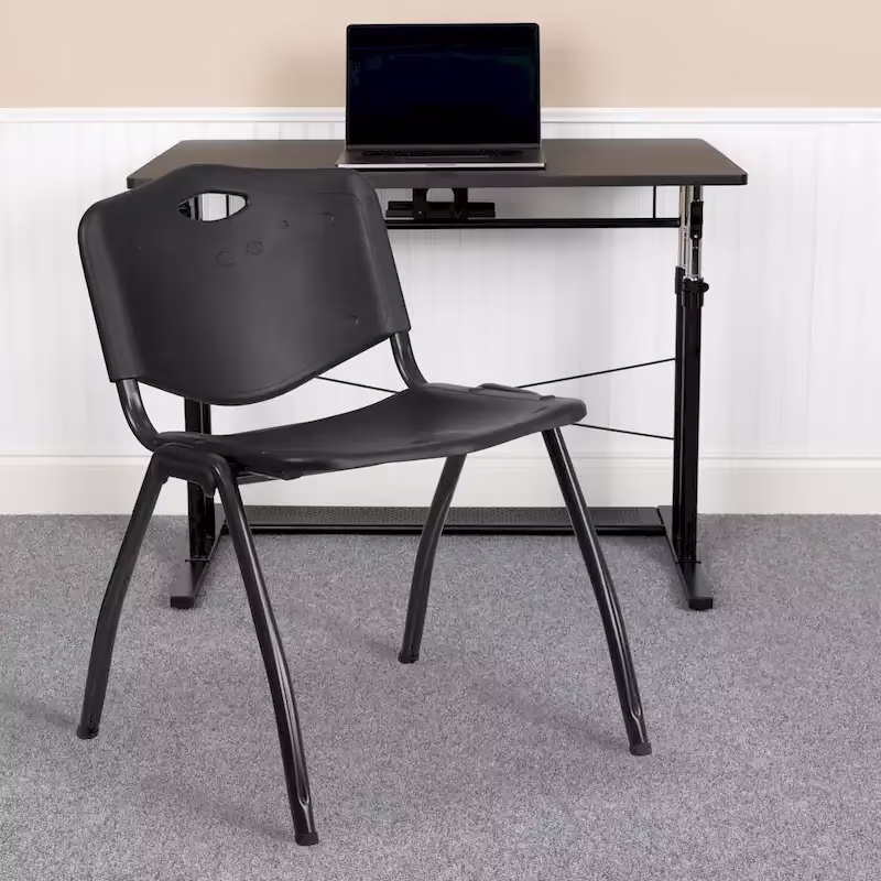 880 lb. Capacity Heavy-Duty Plastic Stackable Chair with Carrying Handle