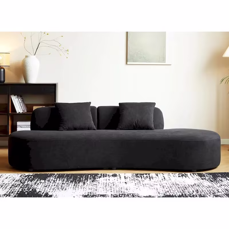 90.2-Inch Curved Velvet Half Moon Sofa for Living Room