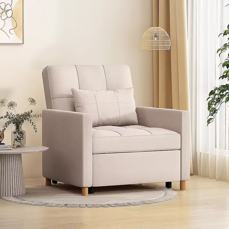 AECOJOY 3-in-1 Convertible Sleeper Sofa Chair with Pillow and Adjustable Backrest