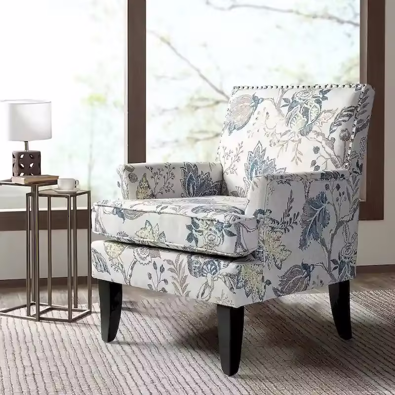 Akorda French Country Armchair with Nailhead Detailing and Sturdy Solid Wood Legs by HULALA HOME