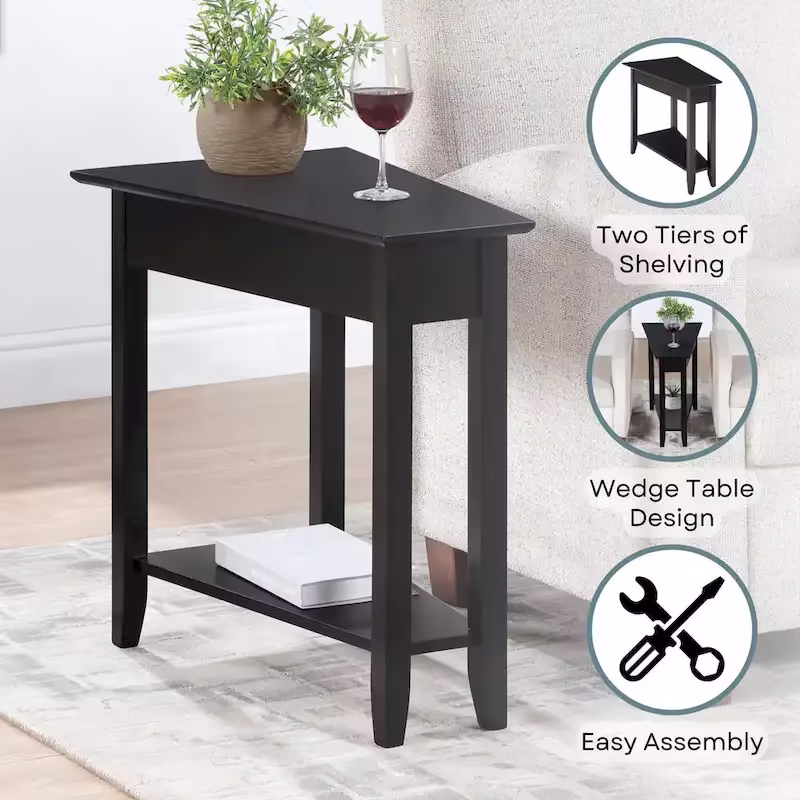 American Heritage Wedge End Table with Shelf by Convenience Concepts