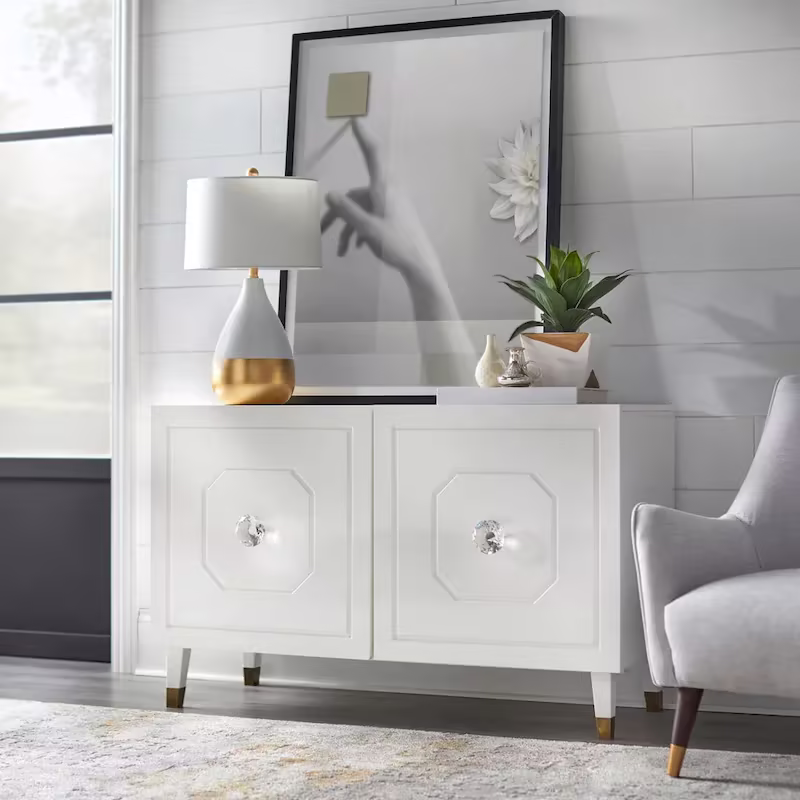 angelo:HOME Jaslene Glossy Glam Media Buffet Cabinet